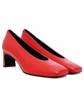 TO & CO. Santi Slip On Heel Pumps Shoes in Rubino Red Leather US 9 Avant Garde